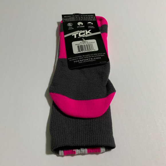 TCK Player ID Crew Socks Jersey Number Single # 3 Medium Gray Hot Pink White - Picture 4 of 5
